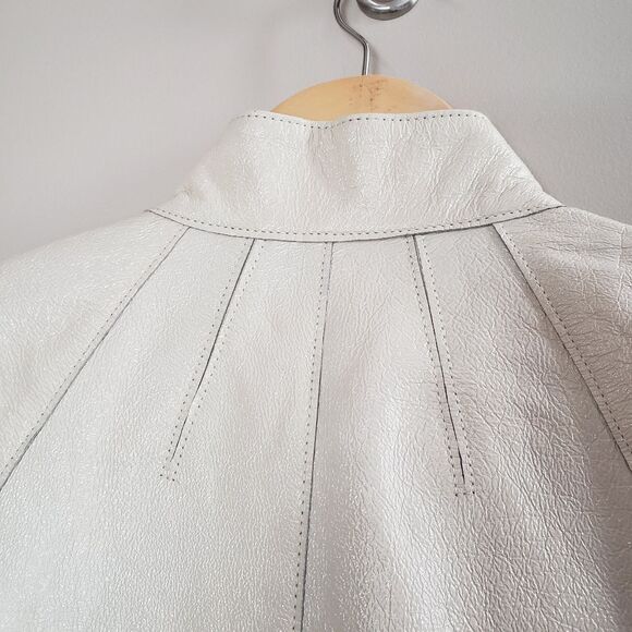 Club Monaco NWT XSmall Bone Tumbled Leather Jacket - Picture 7 of 17